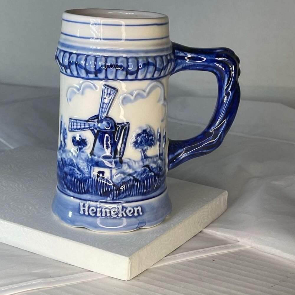 VTG Delft Blue ceramic Heineken beer stein